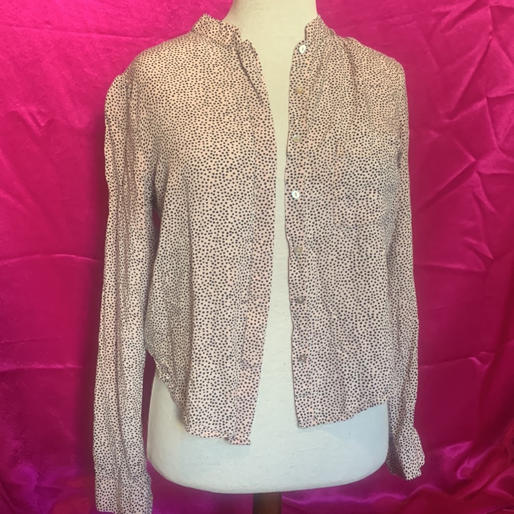 DEX size S pink with black dots, button up, super cute.
